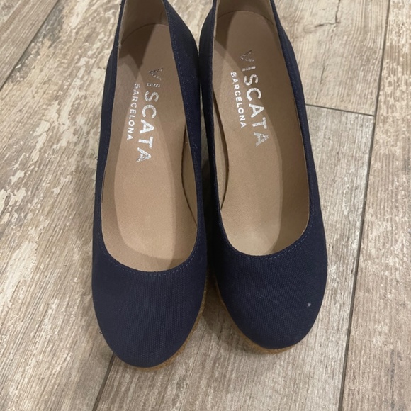 🆕 Viacata Barcelona Espadrilles  blue canvas wedge heel made in Spain size 36 - Picture 6 of 6